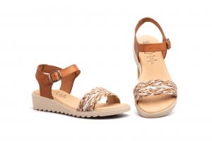 Sandalias Mujer Piel Cuero Trenzado  -  Ref. AE-220 Cuero