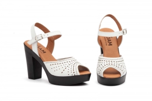 Sandalias Mujer Piel Blanco Láser  -  Ref. 686 Blanco