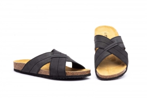 Sandalias Bio Hombre Piel Negro Morxiva  -  Ref. MX-8015 Negro