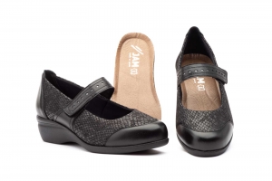 Zapatos Mujer Piel Negro Licra Ancho Especial  -  Ref. 7813 Negro
