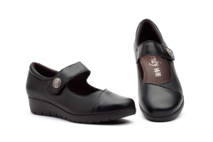 Zapatos Mujer Piel Negro Cuña  -  Ref. DU-10556 Negro