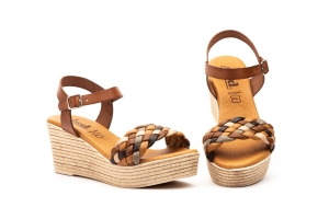 Sandalias Mujer Piel Cuero Trenzado Multicolor  -  Ref. 10034 Cuero