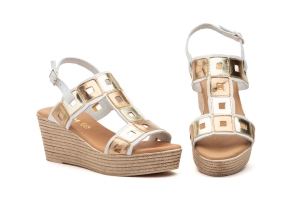 Sandalias Mujer Piel Platino Bronce  -  Ref. 9710 Platino Bronce