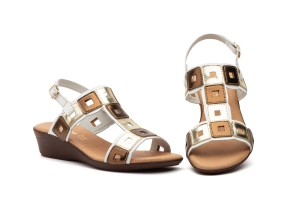 Sandalias Mujer Piel Platino Bronce  -  Ref. 9700 Platino Bronce