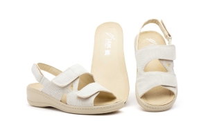 Sandalias Mujer Piel Hielo Velcro  -  Ref. 15053 Hielo