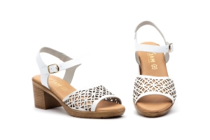 Sandalias Mujer Piel Blanco  -  Ref. 7065 Blanco