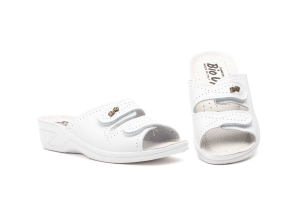 Zuecos Mujer Piel Blanco Velcro BioUp  -  Ref. TS-975 Blanco