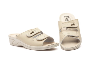 Zuecos Mujer Piel Beige Velcro BioUp  -  Ref. TS-975 Beige