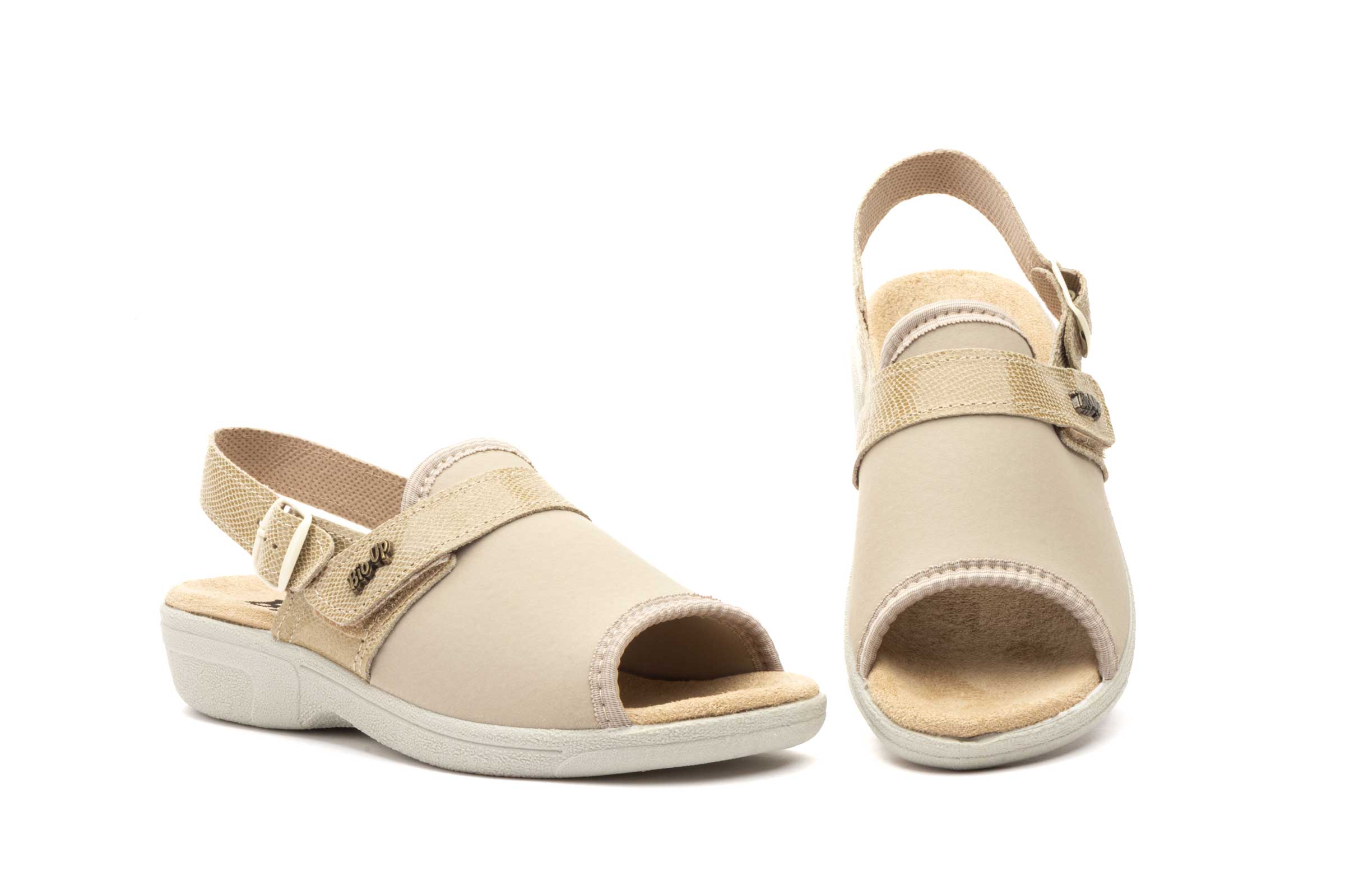 Sandalias Mujer Licra Beige Correa BioUp  -  Ref. TS-1416S Beige