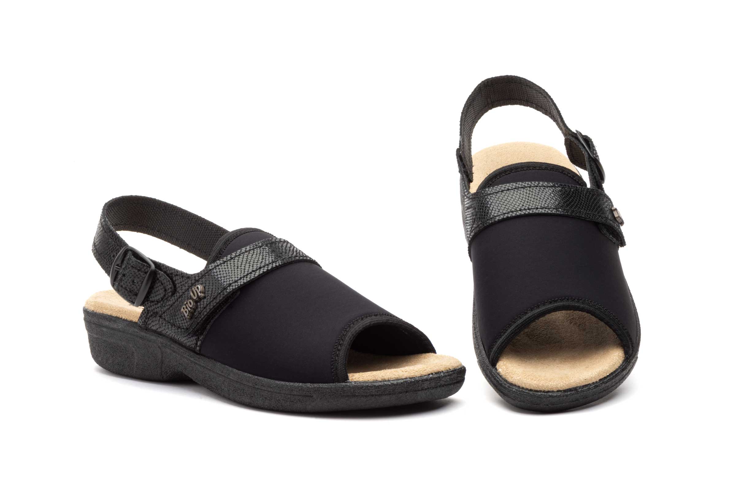 Sandalias Mujer Licra Negro Correa BioUp  -  Ref. TS-1416S Negro