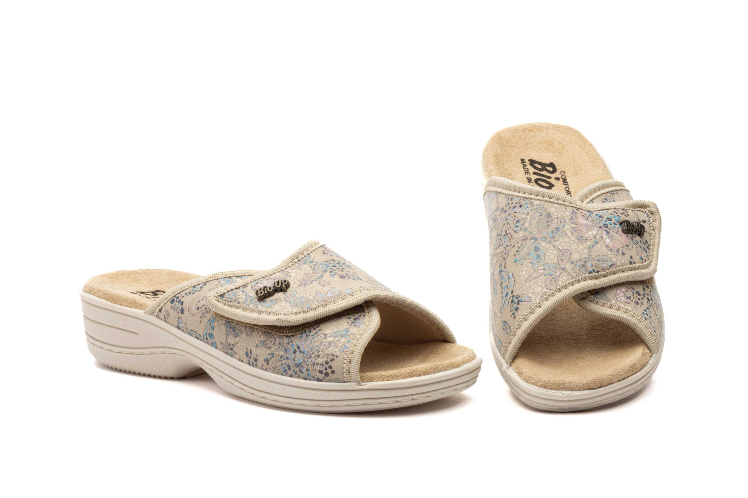 Sandalias Mujer Licra Ida Beige Velcro BioUp  -  Ref. TS-1570 Beige