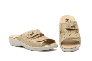 Zuecos Mujer Piel Beige Velcro BioUp  -  Ref. TS-475 Beige