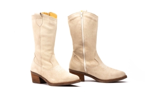 Botas Mujer Piel Serraje Beige  -  Ref. PYM-940 Beige