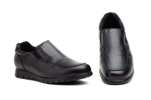 Zapatos Hombre Piel Negro Elásticos  -  Ref. DU-1005 Negro