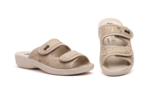 Zuecos Mujer Beige Velcro  -  Ref. TS-20403 Beige