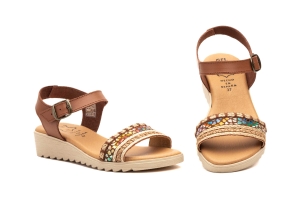 Sandalias Mujer Piel Cuero  -  Ref. AE-227 Cuero