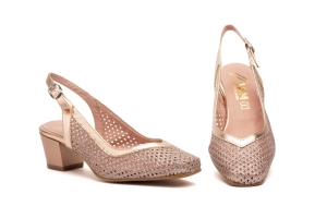 Zapatos Mujer Platino Tacón Bajo  -  Ref. 5612 Platino