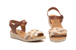 Sandalias Mujer Piel Cuero Trenzado  -  Ref. AE-226 Cuero