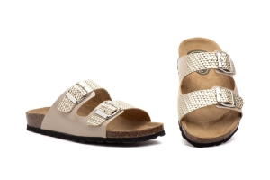Sandalias Mujer Piel Beige Hebillas  -  Ref. 7377 Beige