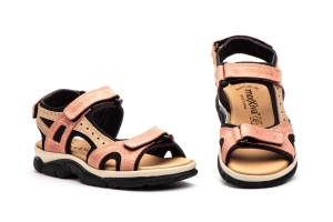 Sandalias Mujer Piel Teja Taupe Velcro  -  Ref. 7040 Teja Taupe