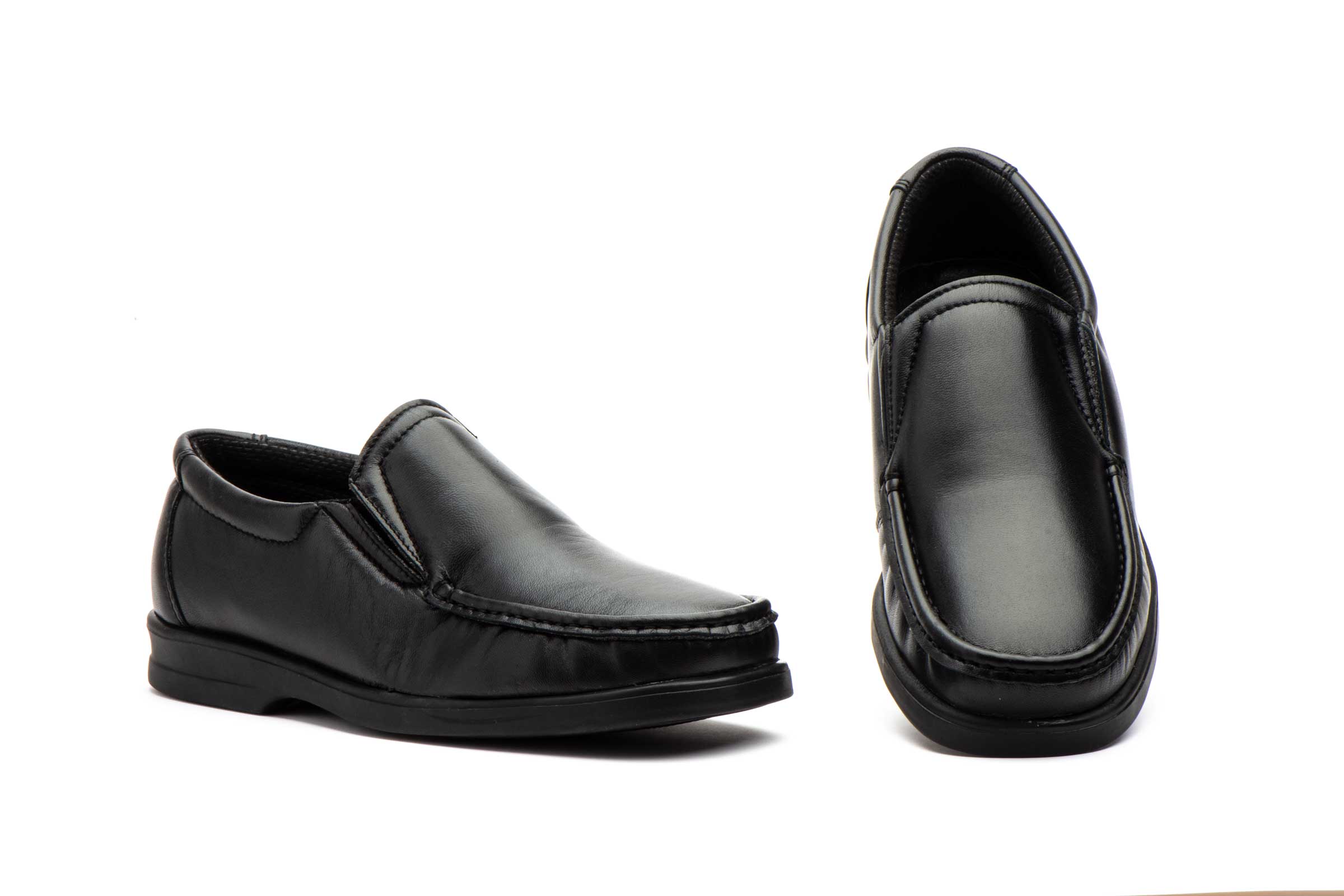 Zapatos Hombre Piel Negro Elásticos  -  Ref. M-70 Negro