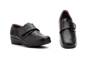 Zapatos Mujer Piel Negro Velcro Cuña  -  Ref. 796 Negro