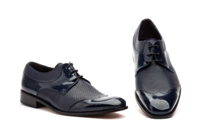 Zapatos Hombre Piel Marino Suela de Cuero  -  Ref. 3248 Marino