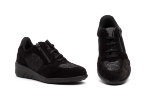 Deportivos Mujer Piel Negro Negro Cuña  -  Ref. TS-A02 Negro