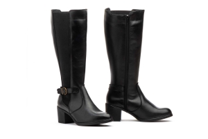 Botas Alta Mujer Piel Negra Tacón  -  Ref. 95220 Negro