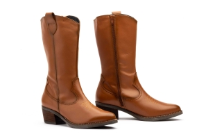 Botas Camperas Mujer Piel Napa Cuero Tacón Cubano  -  Ref. PYM-940 Cuero