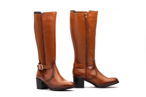 Botas Alta Mujer Piel Cuero Tacón  -  Ref. 95220 Cuero