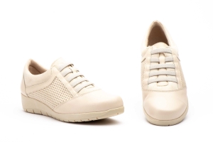 Deportivos Mujer Piel Beige Elásticos  -  Ref. 95567 Beige