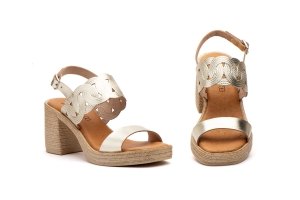 Sandalias Mujer Piel Platino Tacón Alto  -  Ref. DSD-201 Platino
