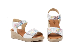 Sandalis Mujer Piel Blanco Colores  -  Ref. AE-647 Blanco Colores