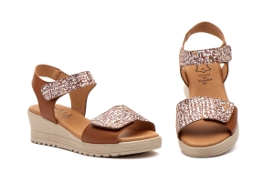 Sandalias Mujer Piel Cuero Colores Velcro  -  Ref. AE-647 Cuero Colores