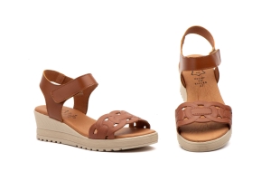 Sandalias Mujer Piel Cuero Velcro  -  Ref. AE-648 Cuero