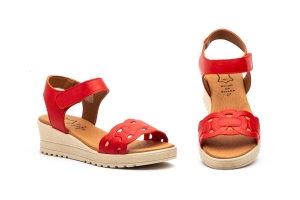 Sandalias Mujer Piel Rojo  -  Ref. AE-648 Rojo