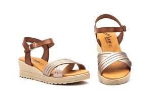 Sandalias Mujer Piel Cuero Cuña  -  Ref. DSD-233 Cuero