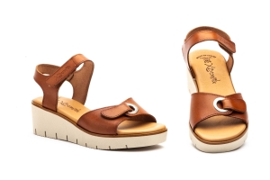 Sandalias Mujer Piel Cuero Velcro  -  Ref. XB-9963 Cuero