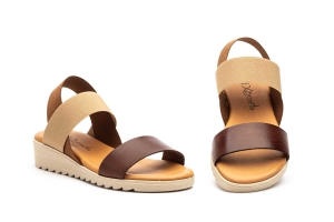 Sandalias Mujer Piel Cuero Elásticos  -  Ref. XB-4409 Cuero