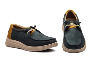 Náuticos Hombre Piel Nobuck Marino Cordones  -  Ref. RS24201-16 Marino