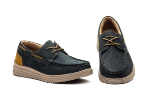Náuticos Hombre Piel Nobuck Marino Cordones  -  Ref. RS24201-3 Marino
