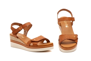 Sandalias Mujer Piel Cuero Cuña  -  Ref. 36095 Cuero