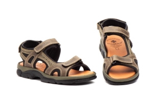 Sandalias Hombre Piel Keloil Combi Kaki  -  Ref. MX-7041 Combi Kaki