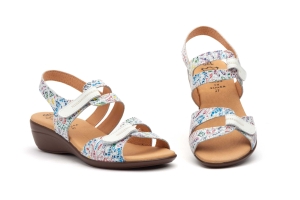 Sandalias Mujer Piel Blanco  -  Ref. AT-3452 Blanco Multi