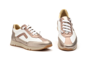 Deportivos Mujer Piel Blanco Platino  -  Ref. 4455 Blanco Bronce