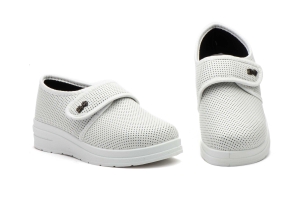 Zapatos Mujer Blanco Perforado Velcro  -  Ref. TS-P730 Blanco