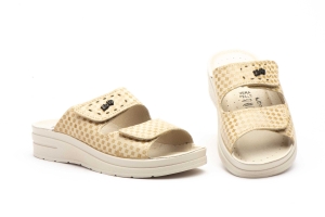 Zuecos Mujer Beige Velcro  -  Ref. TS-780/R Beige