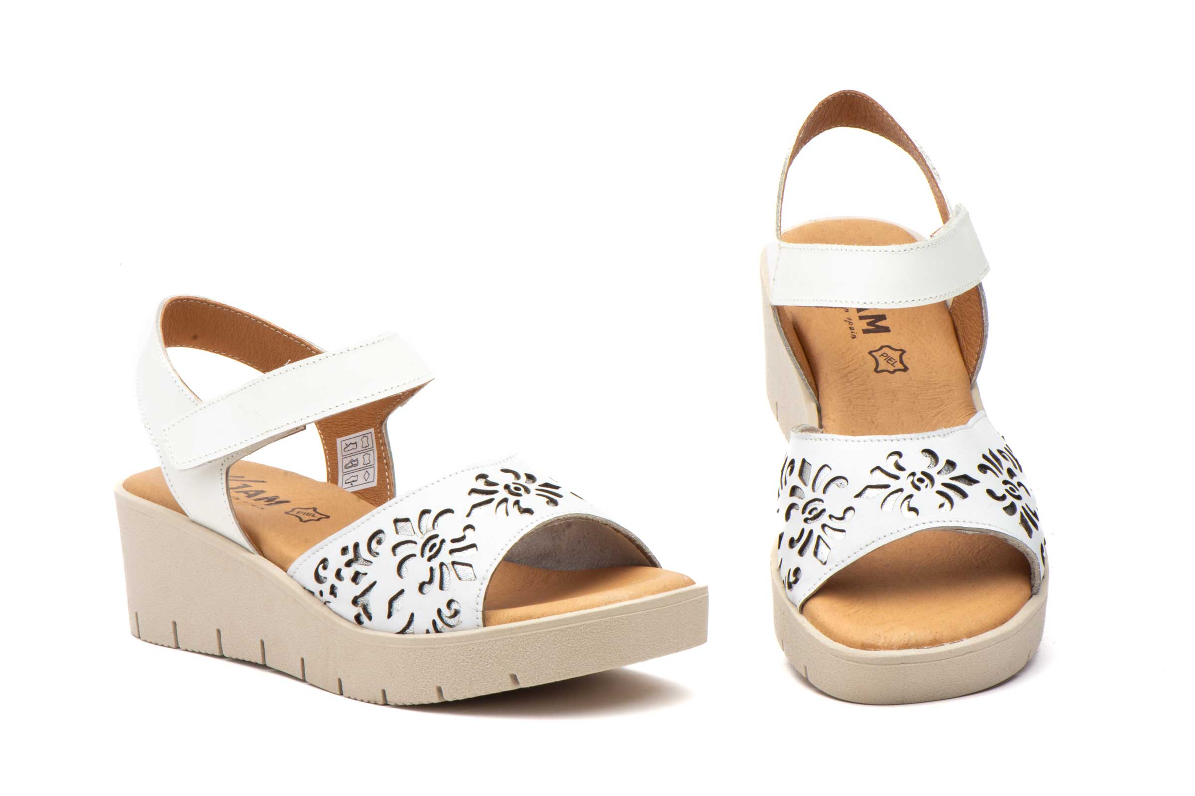 Sandalias Mujer Piel Blanco Lasér  -  Ref. 9988 Blanco