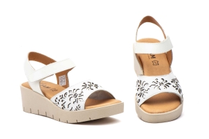 Sandalias Mujer Piel Blanco Lasér  -  Ref. 9988 Blanco